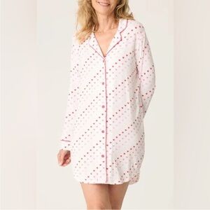 NWT PJ Salvage Day Dreams Heart Button-Down Nightshirt Sleepwear Dress SZ Small